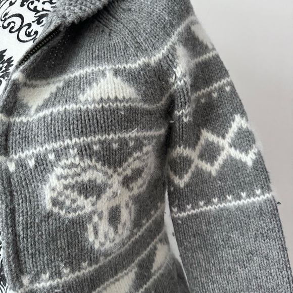Aritzia TNA Lambswool & Angora Sea to Sky Zip-up Cardigan Sweater Grey White XS - Picture 5 of 8